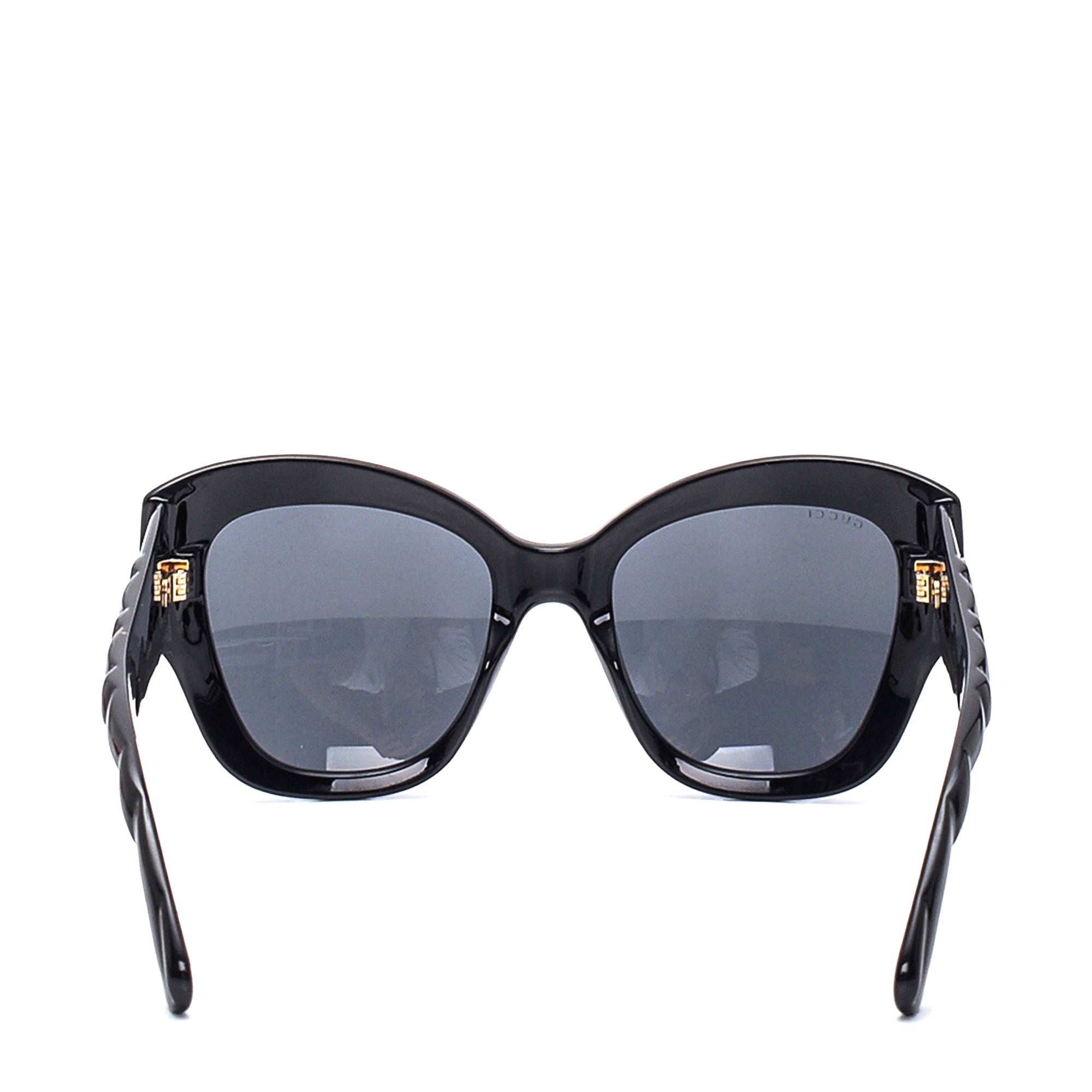 Gucci - Black Acetate Gold GG Sunglasses